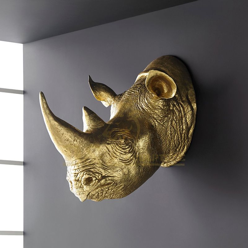 Factory Direct Supplied Life Size Bronze Rhinoceros Head Sculpture