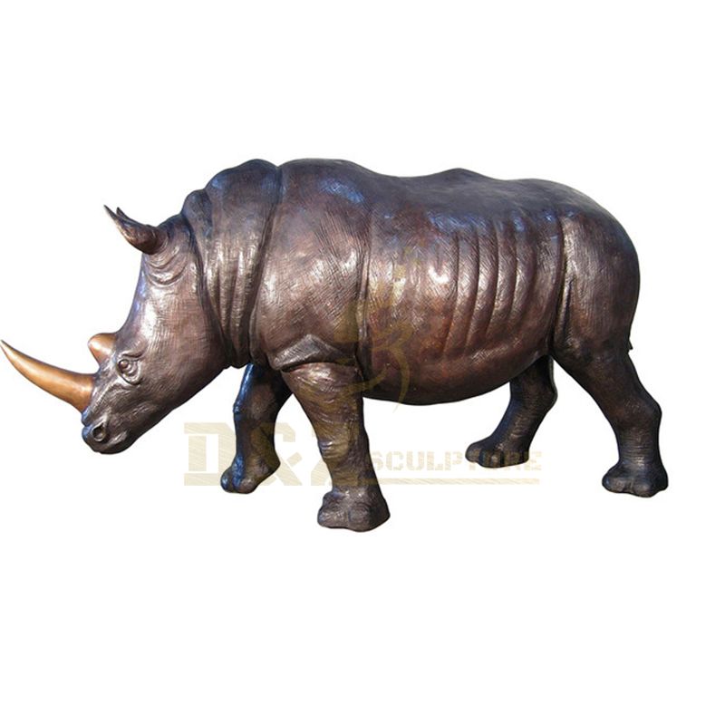 Outdoor Rhinoceros Decoration Large Size Bronze Rhinoceros Sculpture