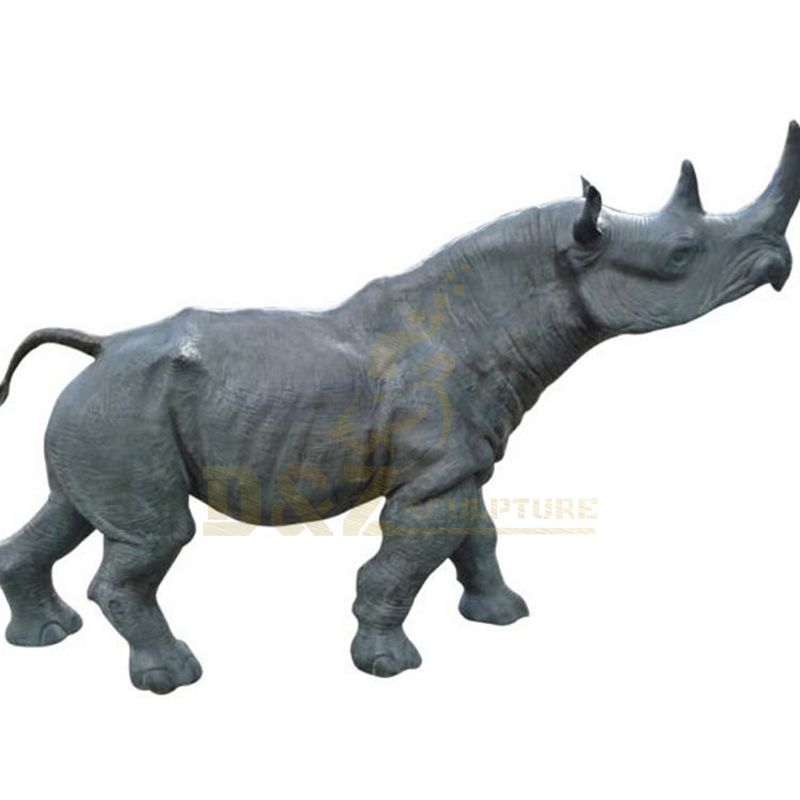 Outdoor Decoration Life Size Bronze Rhinoceros Sculpture