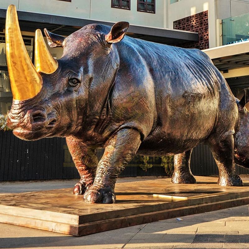 Life Size Garden Bronze Rhinoceros Sculpture
