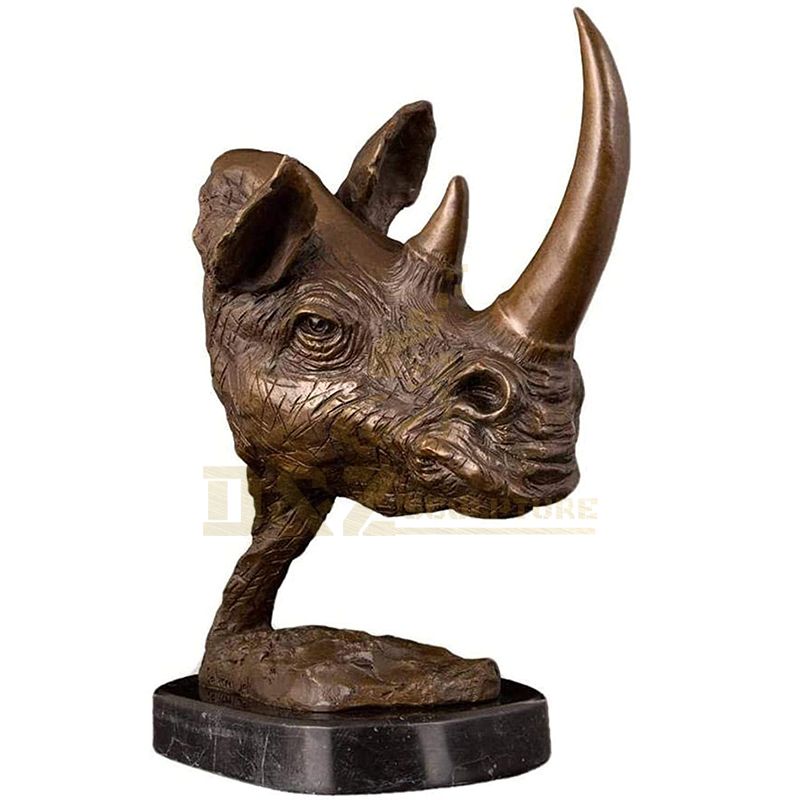 Bronze Decorative Rhinoceros Head Statues For Table Decoration