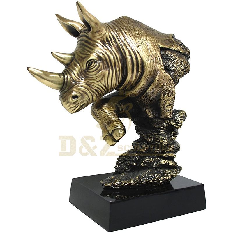 Bronze Rhinoceros Head Metal Sculpture Artists Wall Hanging Sculpture