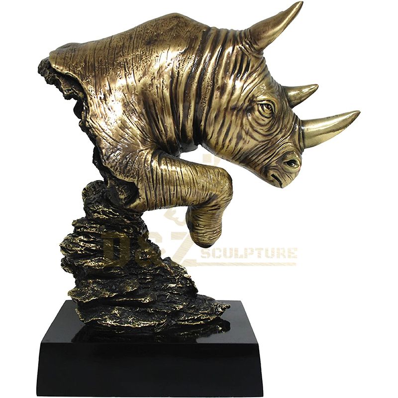 Garden Decorative Large Bronze Rhinoceros Head Sculpture
