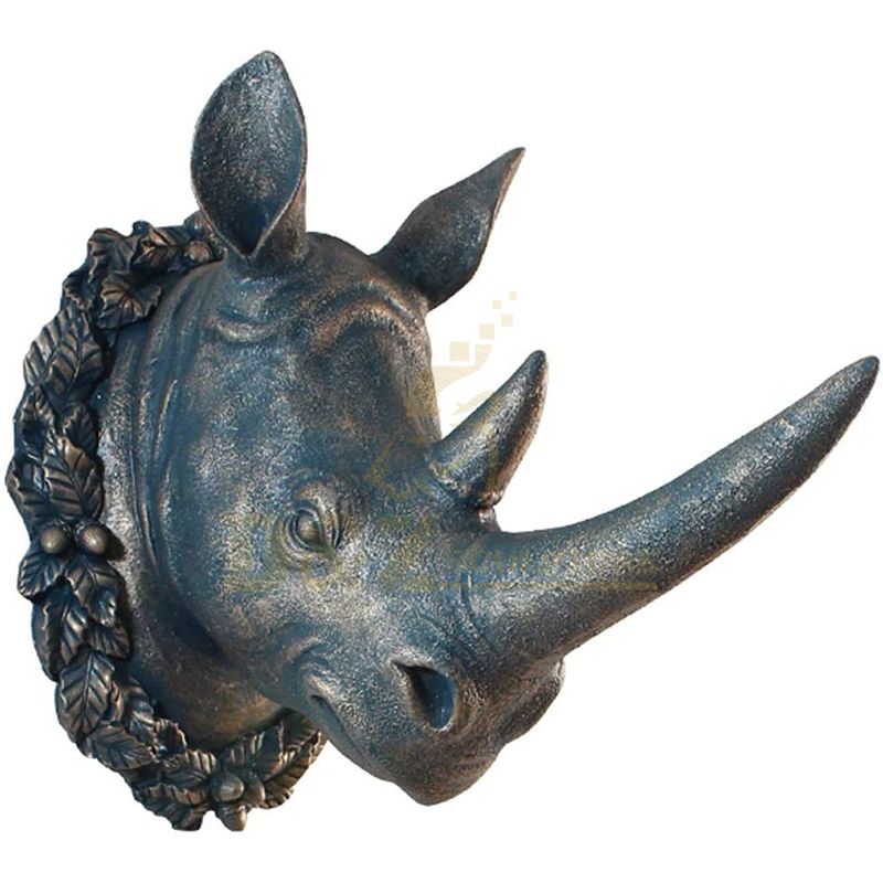 Bronze Decorative Wall Animal Rhinoceros Head Sculpture