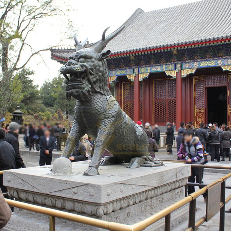 Classic Chinese Bronze Qilin Dragon Sculpture