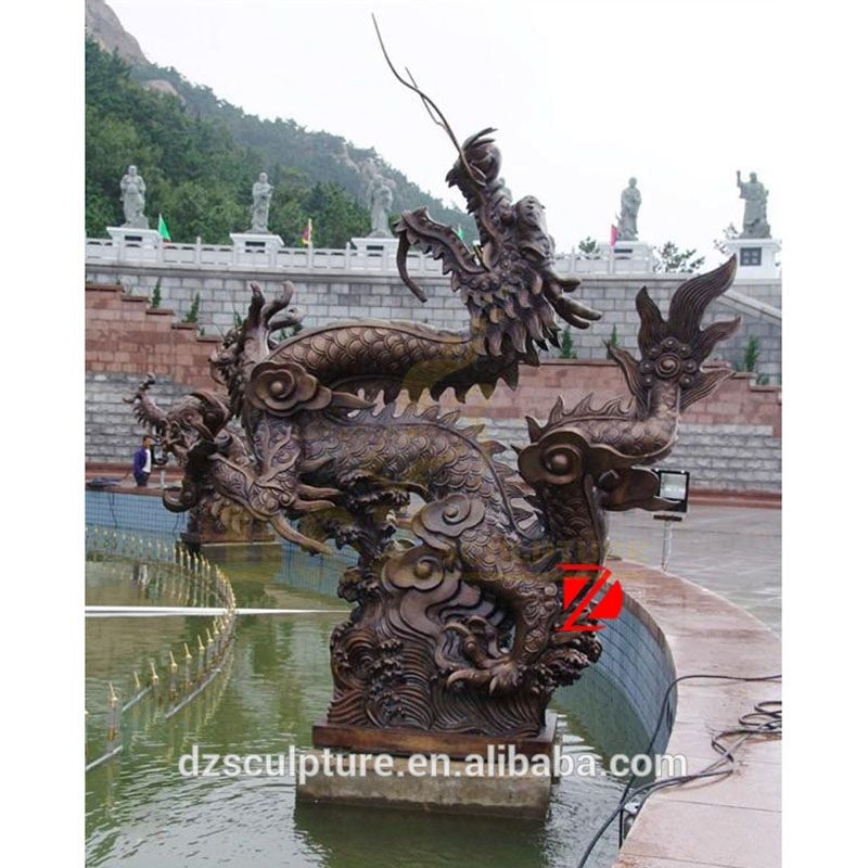 Chinese bronze dragon sculpture water fountain for garden decoration