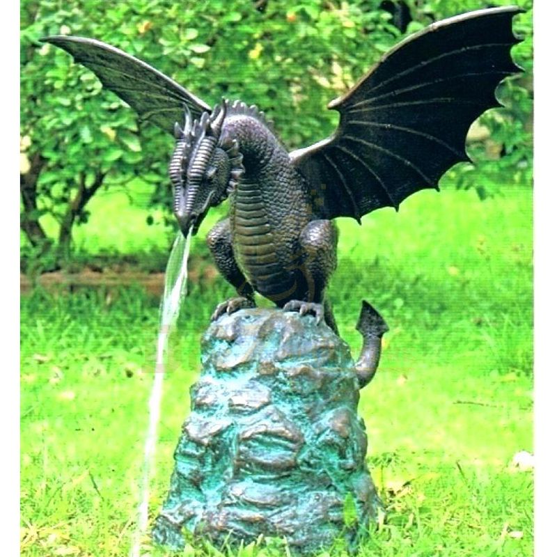 Outdoor Bronze Garden Dragon Sculpture With Wings