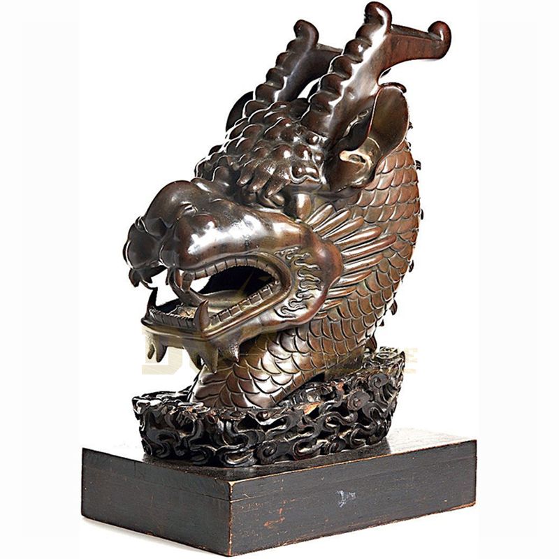 Classical Design Large Brass Sculptures Bronze Cast Chinese Dragon Head Sculpture