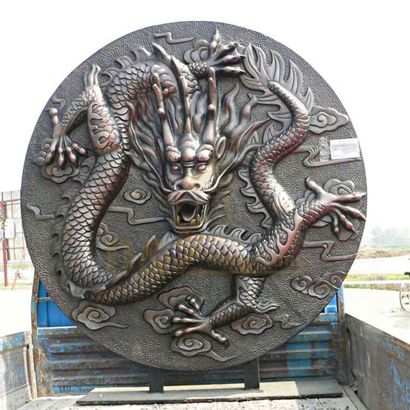 Home Decorative Bronze Relief Dragon Statue Wall Sculpture