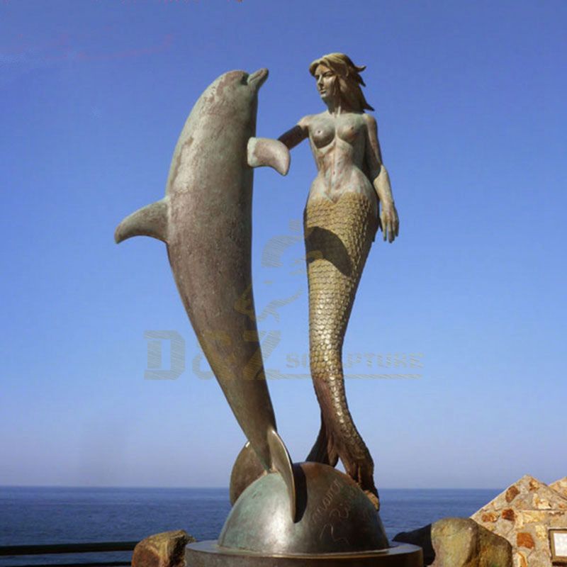 Life Size Bronze Sculpture Dolphin Statue Bronze Woman Sculpture