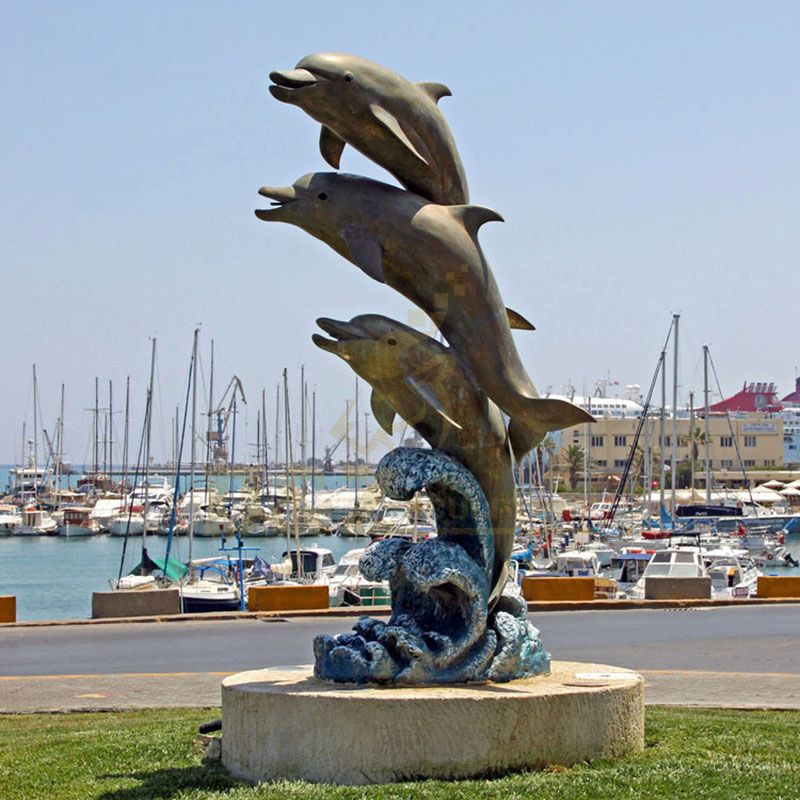 Outdoor Decoration Antique Bronze Dolphin Statue Animal Sculpture