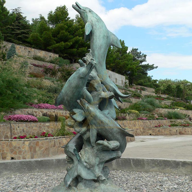 Home Decoration Metal Craft Animal Sculpture Cast Bronze Dolphin Figurine Statue