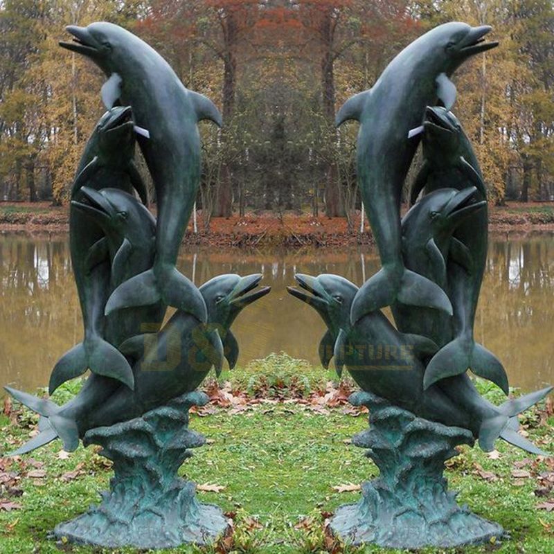 Garden Decorative Bronze Dolphin Fountain Sculptures for Sale