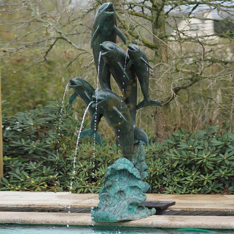 garden Bronze Dolphins Fountain Sculpture for Sale