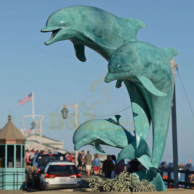 Outdoor Bronze Dolphin Statue Water Fountain Sculpture