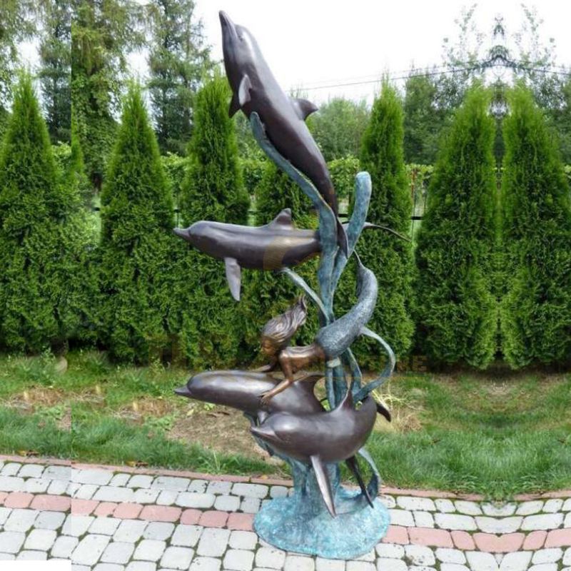 Outdoor decorative garden animal bronze dolphin sculpture