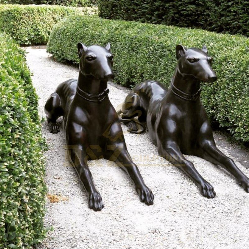 Cute Outdoor Decoration Life Size Brass Bronze Dog Sculpture