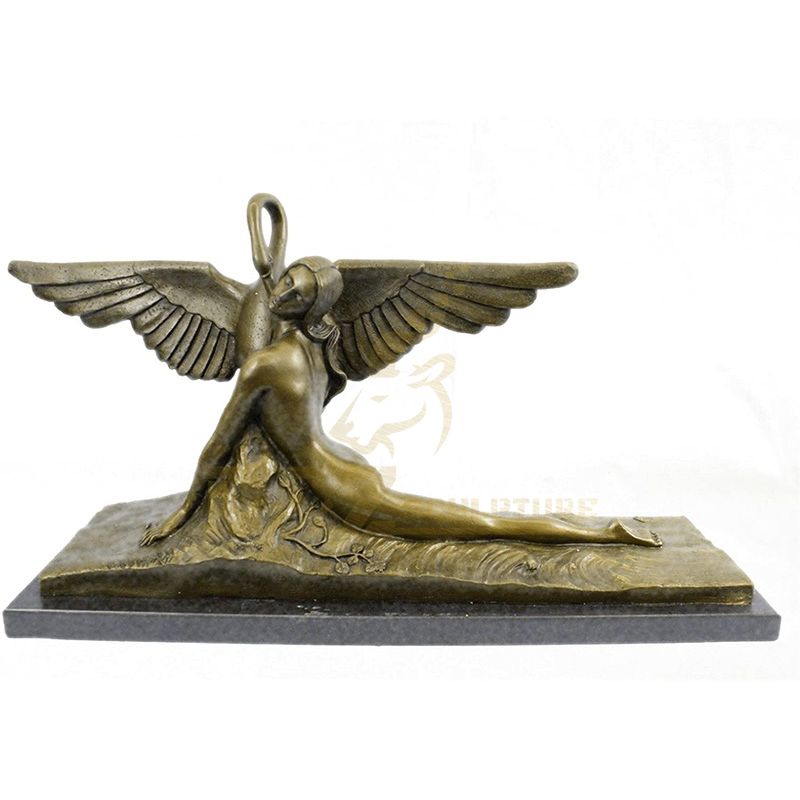 Garden Swan Bronze Abstract With Woman Statue