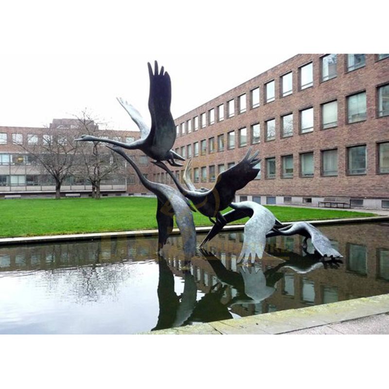 Spreading Wings Garden Statue Swan Bronze Swan Sculpture