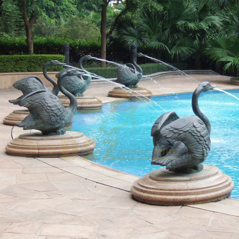 Large outdoor decorative bronze swan fountain for sale