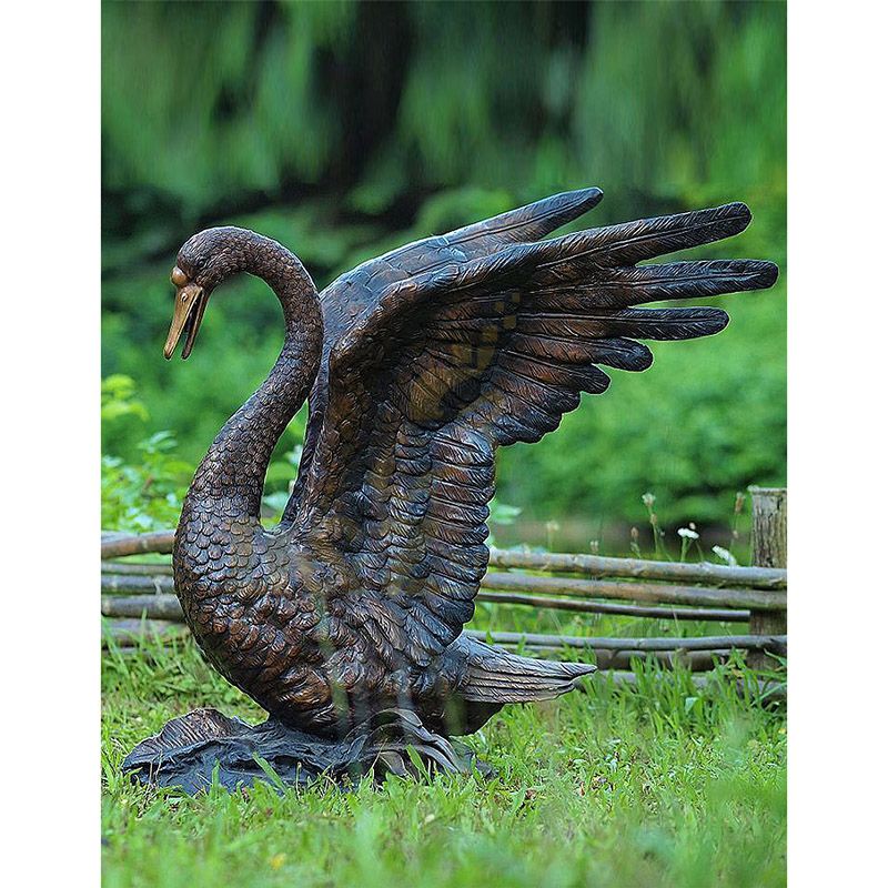 Customized Service Home Decoration Metal Craft Cast Bronze Swan Sculpture