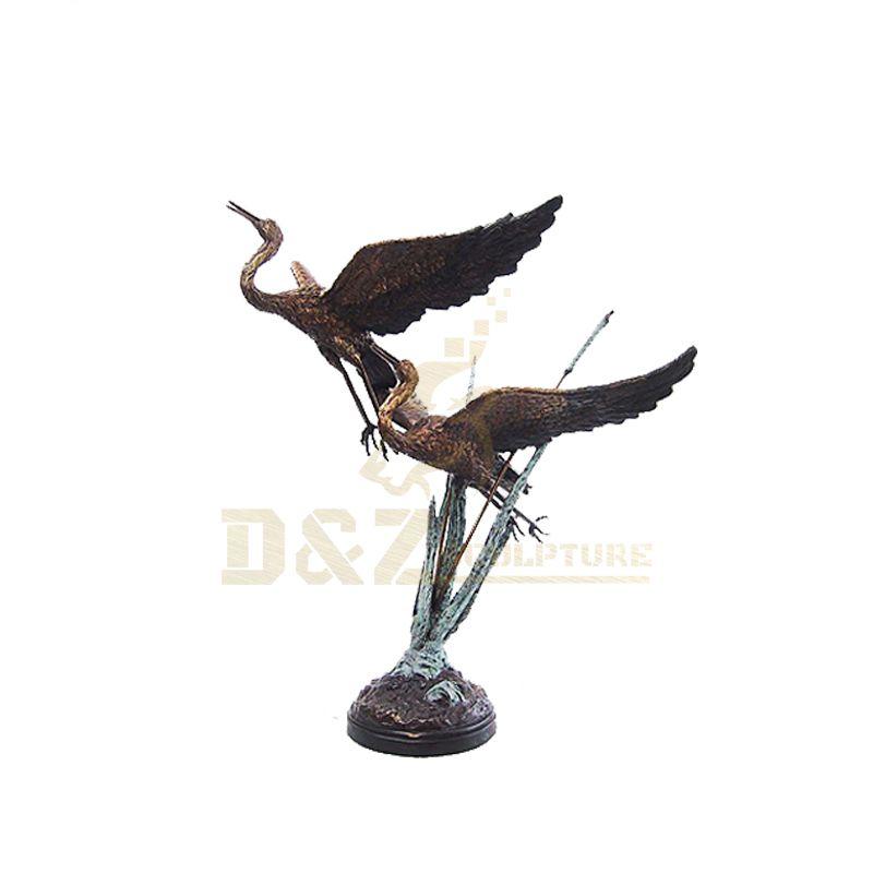 Antique Bronze Standing Crane Bird Bronze Sculpture