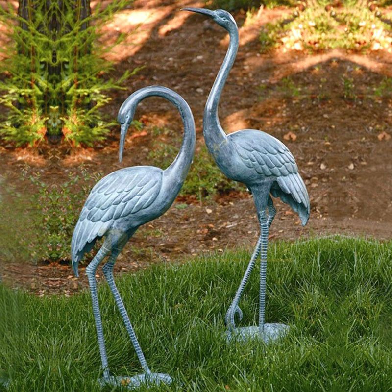 Antique Garden Art Metal Bronze Crane Statue Sculpture for Sale