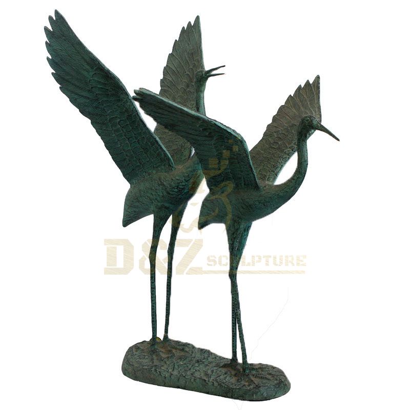 Outdoor Life Size Garden Art Metal Animals Copper Crane Sculpture