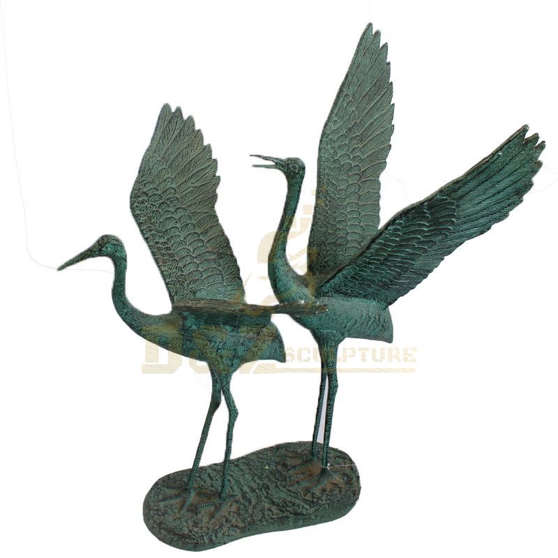 Garden Decoration Life Size Bronze Pair Crane Sculptures