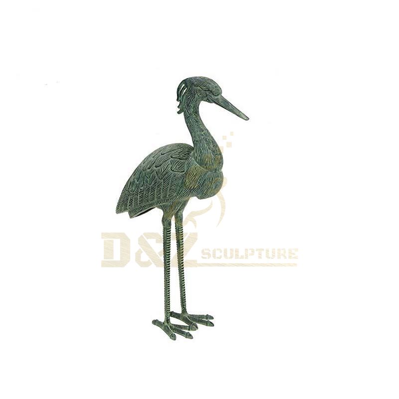 Home decoration life size antique bronze crane sculpture