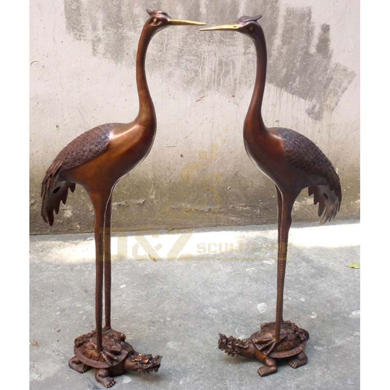 Metal Bird Statue Life Size Crane Bronze Sculpture