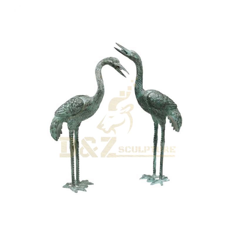 Life Size Metal Animals Crane Statue Bronze Sculpture