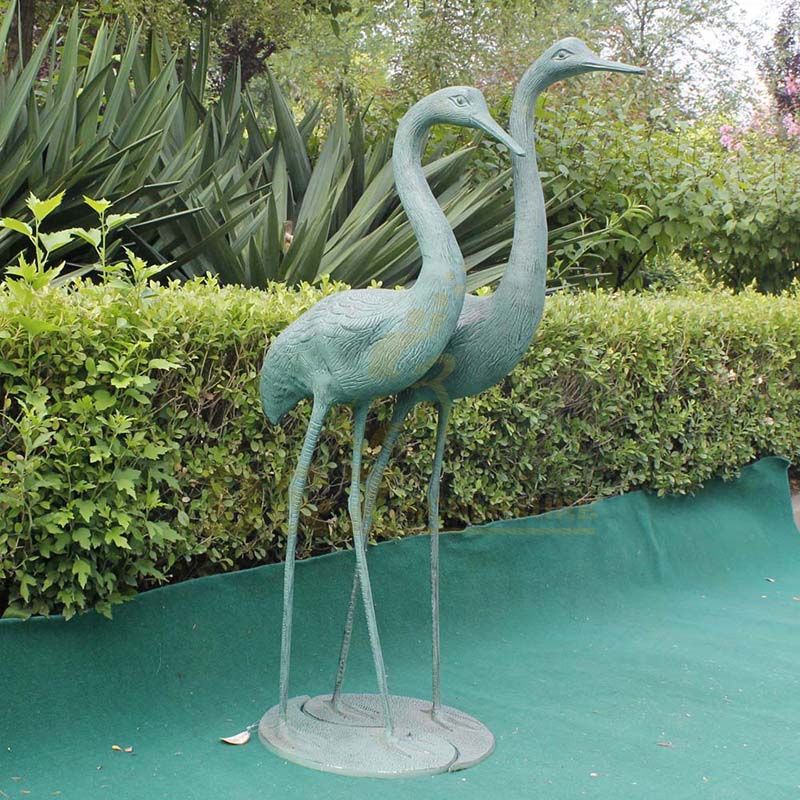 Custom Antique Bronze Crane Ornament Birds Crafts Sculpture