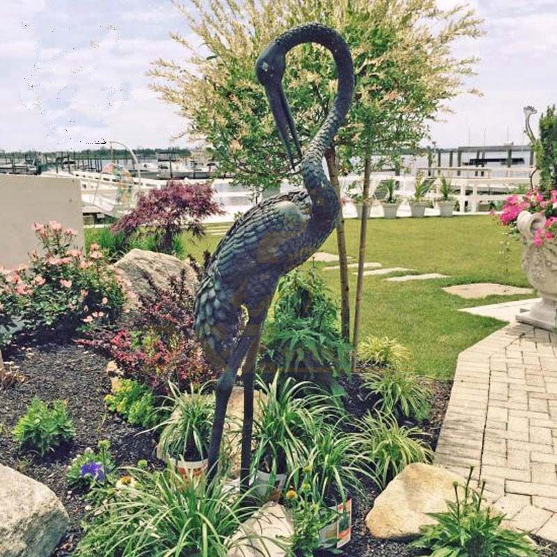 High Quality Custom Large Vintage Bronze Crane Sculptures