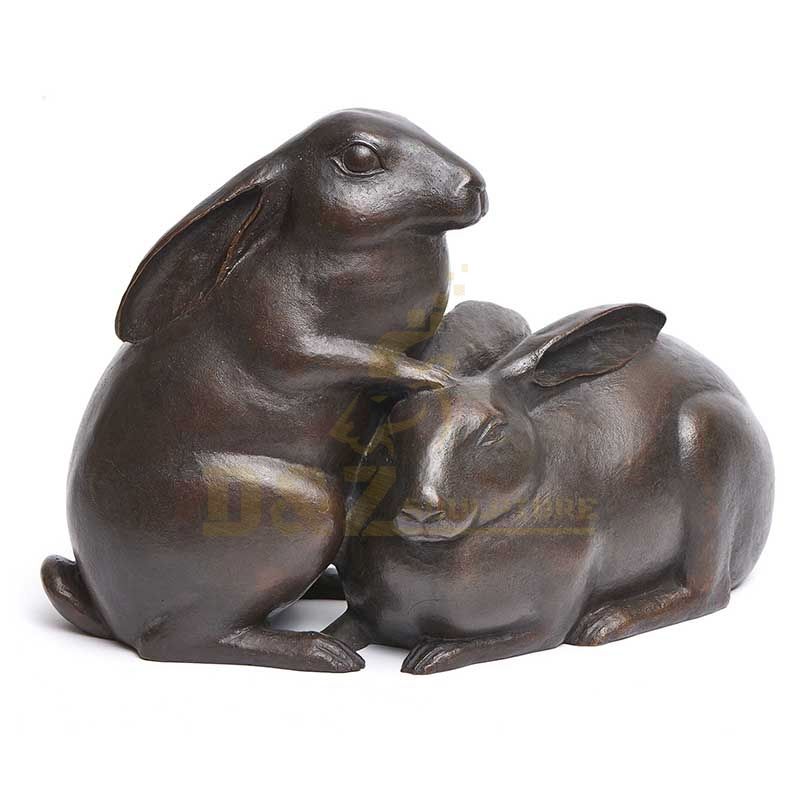 Home Decoration Lovely Casting Technique Bronze Antique Rabbit Statue