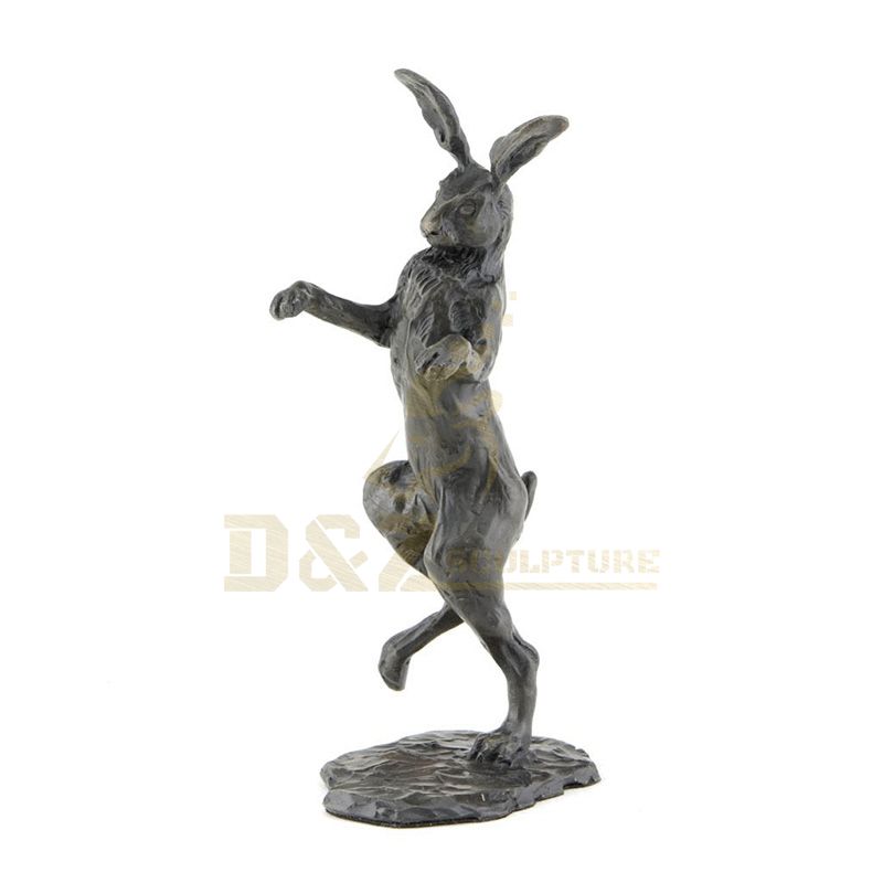 Antique Metal Animal Jumping Bronze Rabbit Sculpture