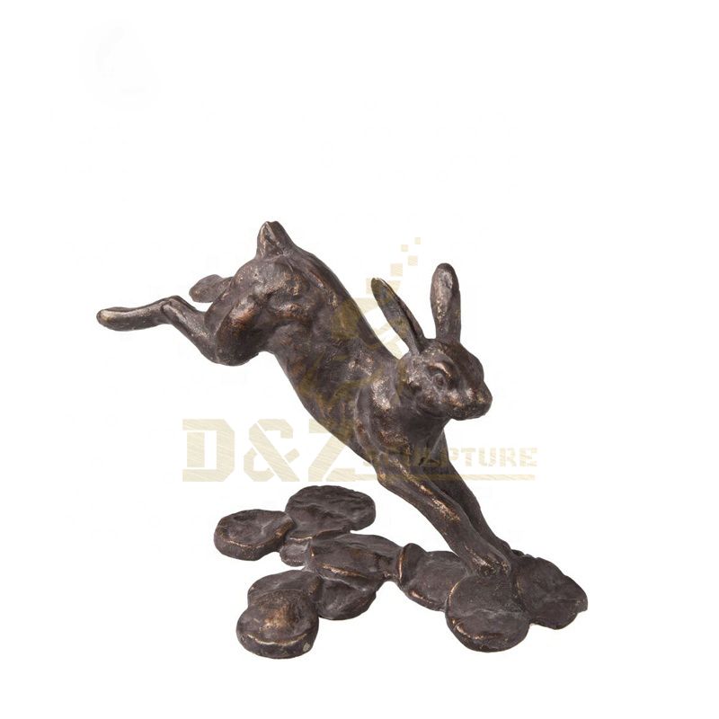 Modern Animal Sculpture Metal Running Rabbit Bronze Sculpture