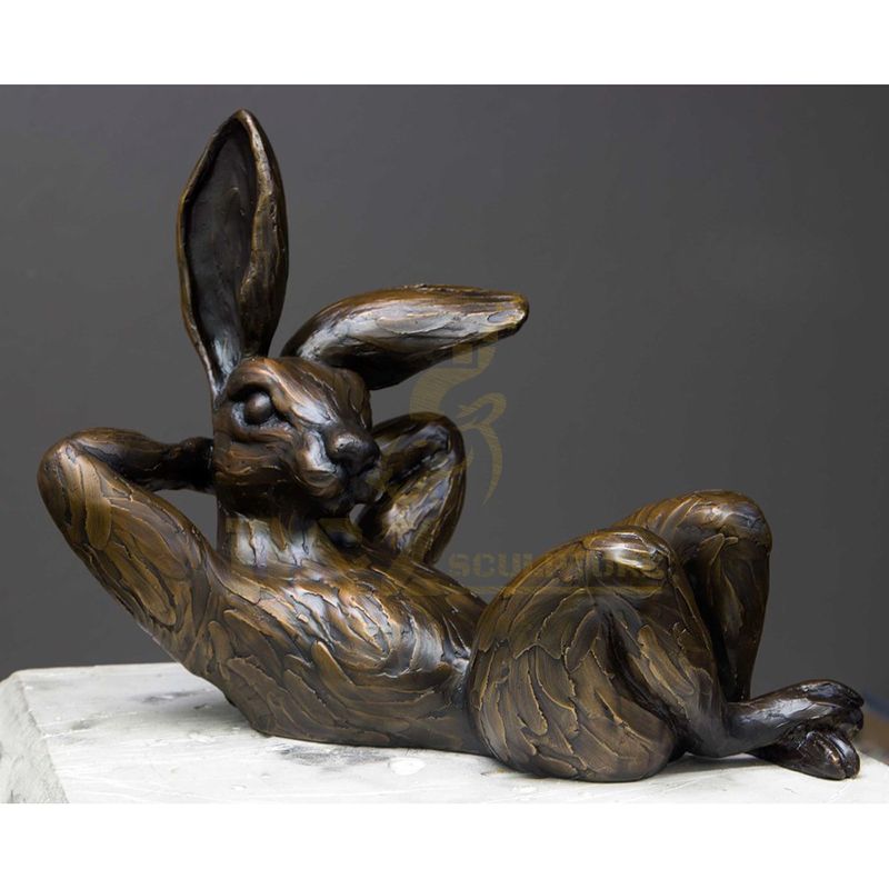 Cast Brass Rabbit Aniaml Sculpture For Garden Decor
