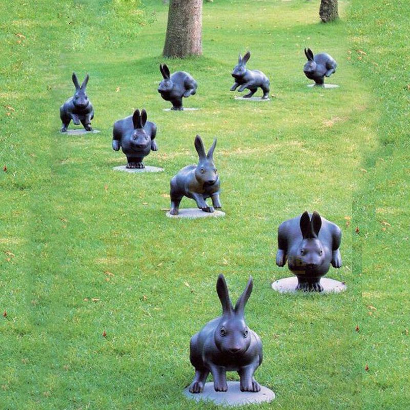 Aniaml Sculptures Running Rabbits Bronze Sculpture