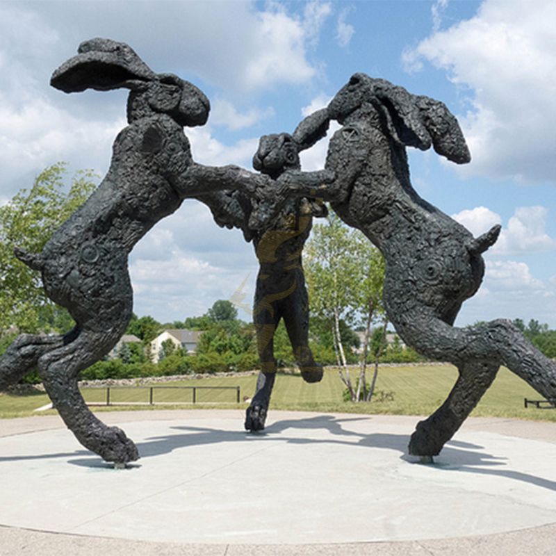 Cast Bronze Three Rabbit Statues Cast Bronze Rabbit Sculpture