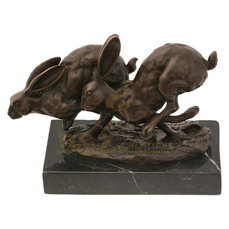 Creative Garden Lovely Coulpe Brass Rabbit Sculpture