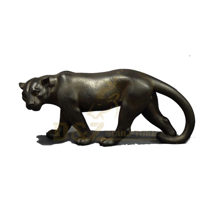 Outdoor Decoration Life Size Black Leopard Bronze Statue Animal Sculpture For Sale