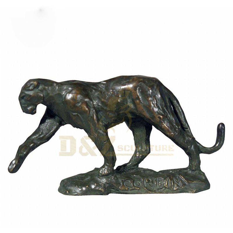 Life Size Leopard Decorative Animal Metal Landscape Decor Bronze Leopard Statue