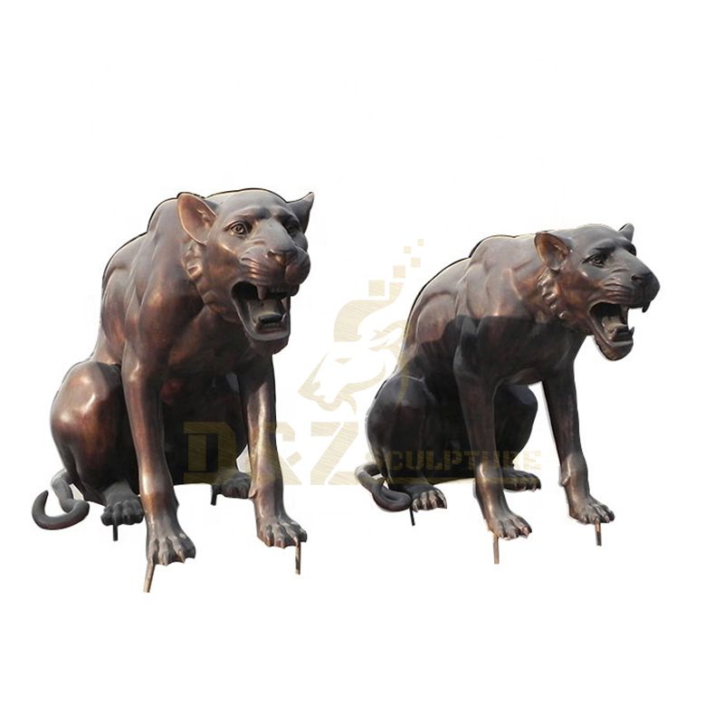 Factory Supply Bronze Casting Animal Pairs Leopard Sculpture