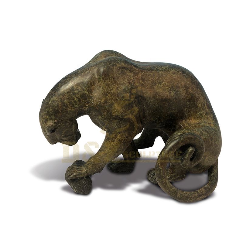 Metal Bronze Figurine Panther Statue For Home Decoration