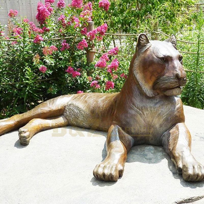 Modern Landscape Large Size Metal Cast Bronze Leopard Ttiger Sculpture