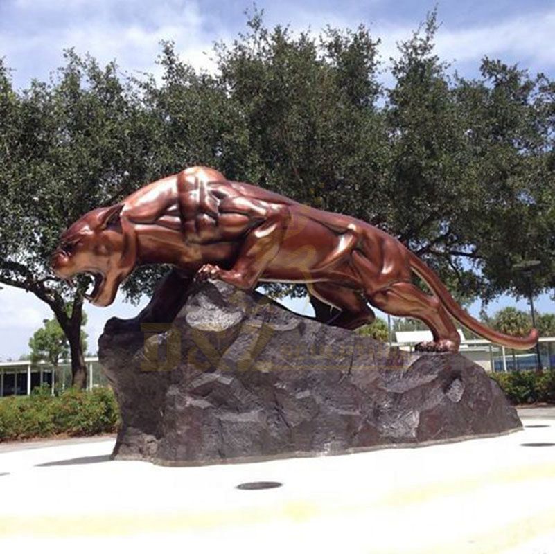 Modern Life Size Abstract Bronze Leopard Sculpture