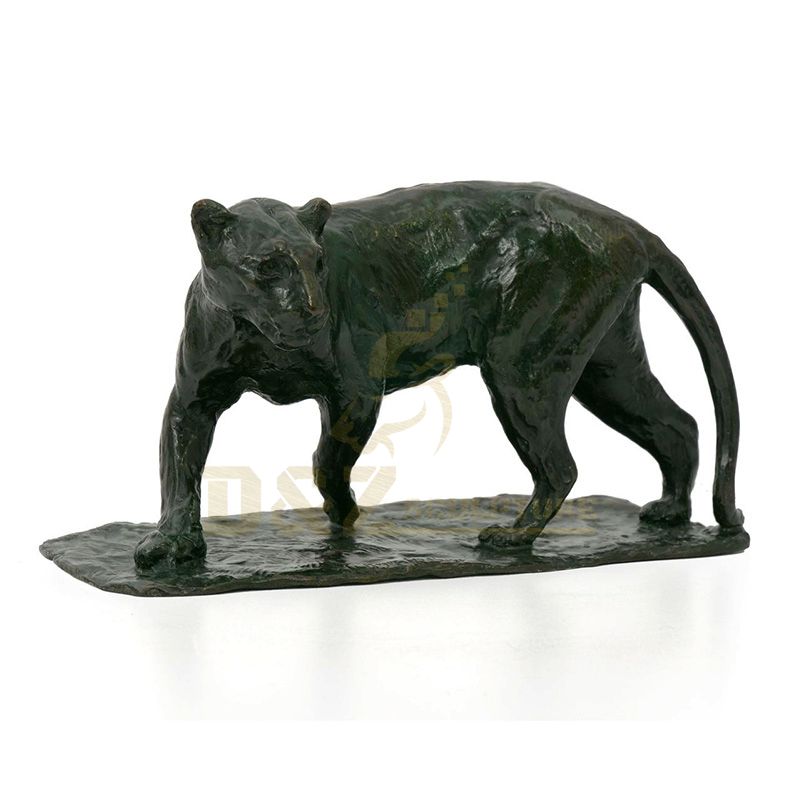 Life Size Black Leopard Bronze Statue Animal Sculpture