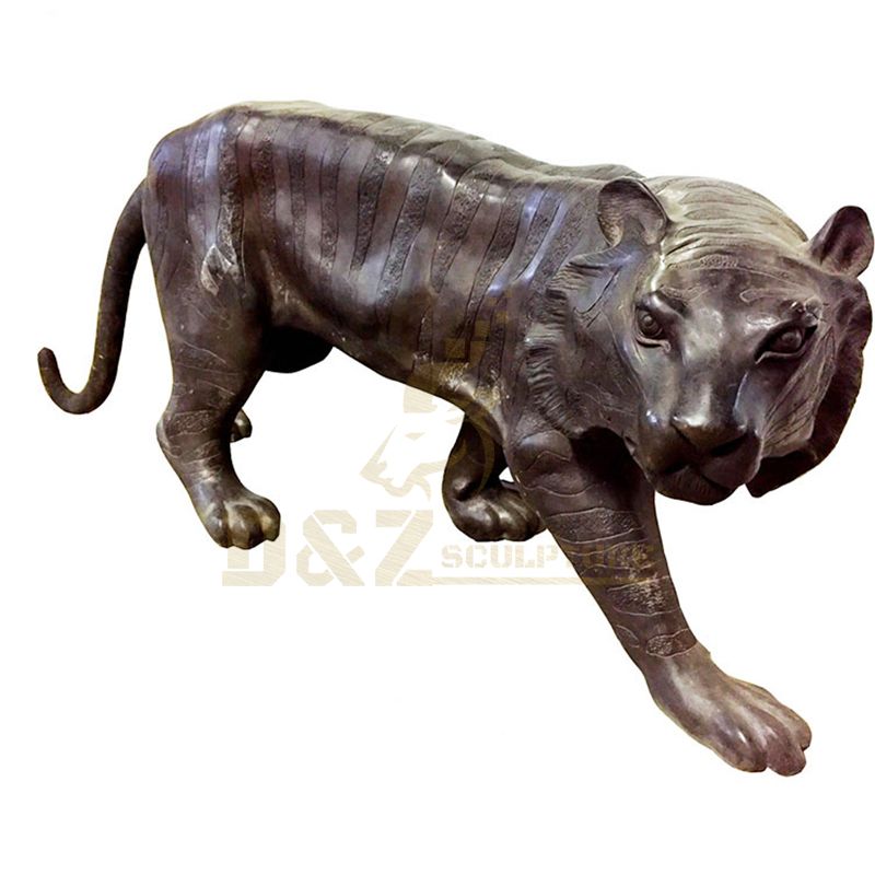 Small Animal Bronze Casting Indoor Tiger Statue