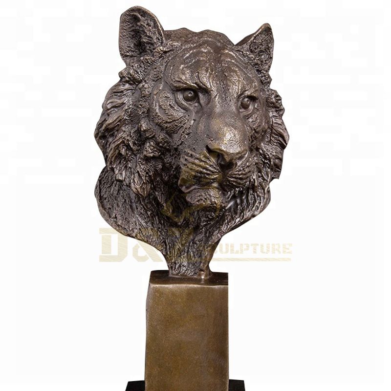 Bronze Animal Sculpture Metal Craft Bronze Tiger Head Statue